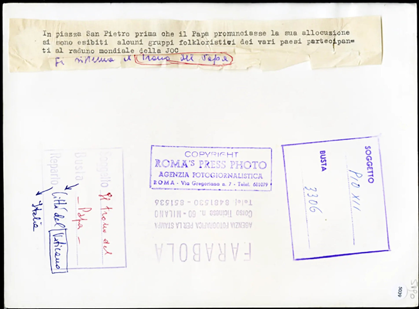 Trono di papa Pio XII in piazza San Pietro 1957 Ft 5039 - Stampa 24x18 cm - Farabola Stampa ai sali d'argento