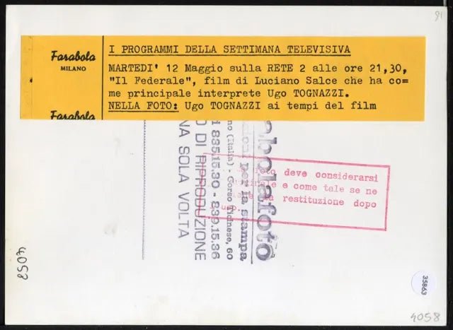 Ugo Tognazzi al Festival di Venezia 1960 Ft 35863 - Stampa 18x13 cm - Farabola Stampa ai sali d'argento