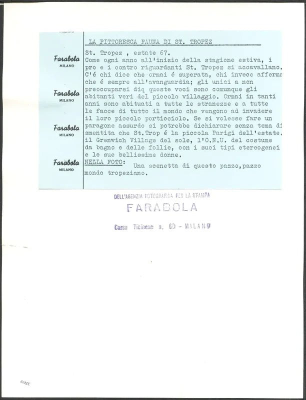 Vacanze a Saint Tropez 1967 Ft 37419 - Stampa 21x27 cm - Farabola Stampa ai sali d'argento