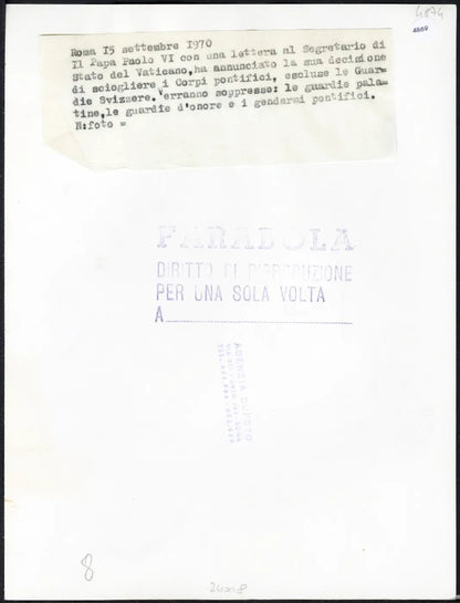 Vaticano Gendarmi Pontifici 1970 Ft 4869 - Stampa 24x18 cm - Farabola Stampa ai sali d'argento