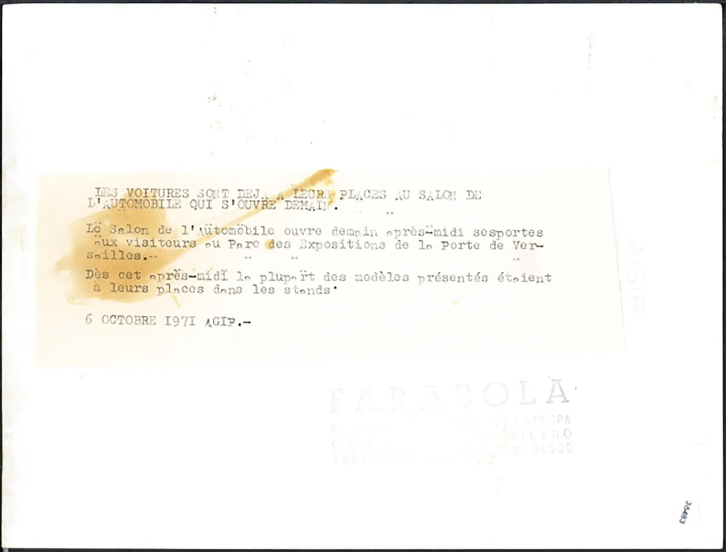 Veduta Salone Auto Parigi 1971 Ft 36483 - Stampa 24x18 cm - Farabola Stampa ai sali d'argento