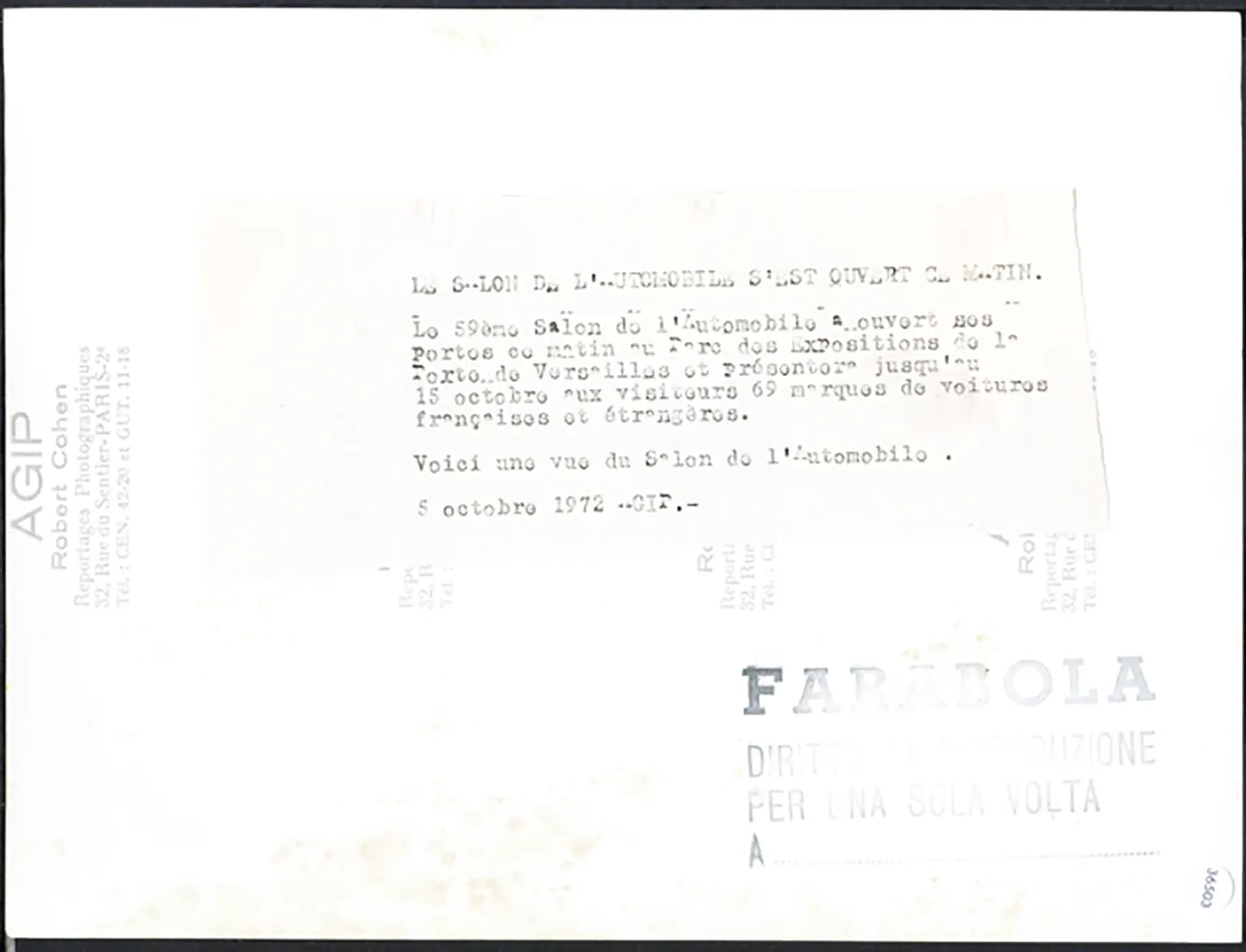 Veduta Salone Auto Parigi 1972 Ft 36503 - Stampa 24x18 cm - Farabola Stampa ai sali d'argento