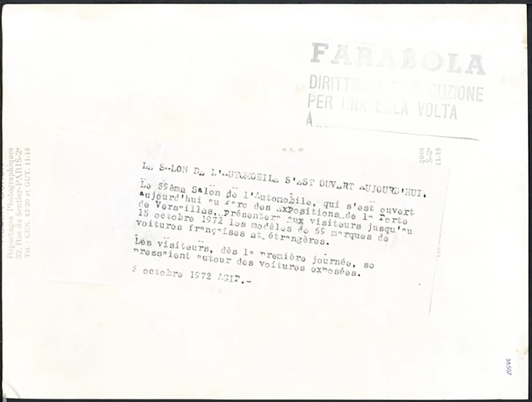 Veduta Salone Auto Parigi 1972 Ft 36507 - Stampa 24x18 cm - Farabola Stampa ai sali d'argento