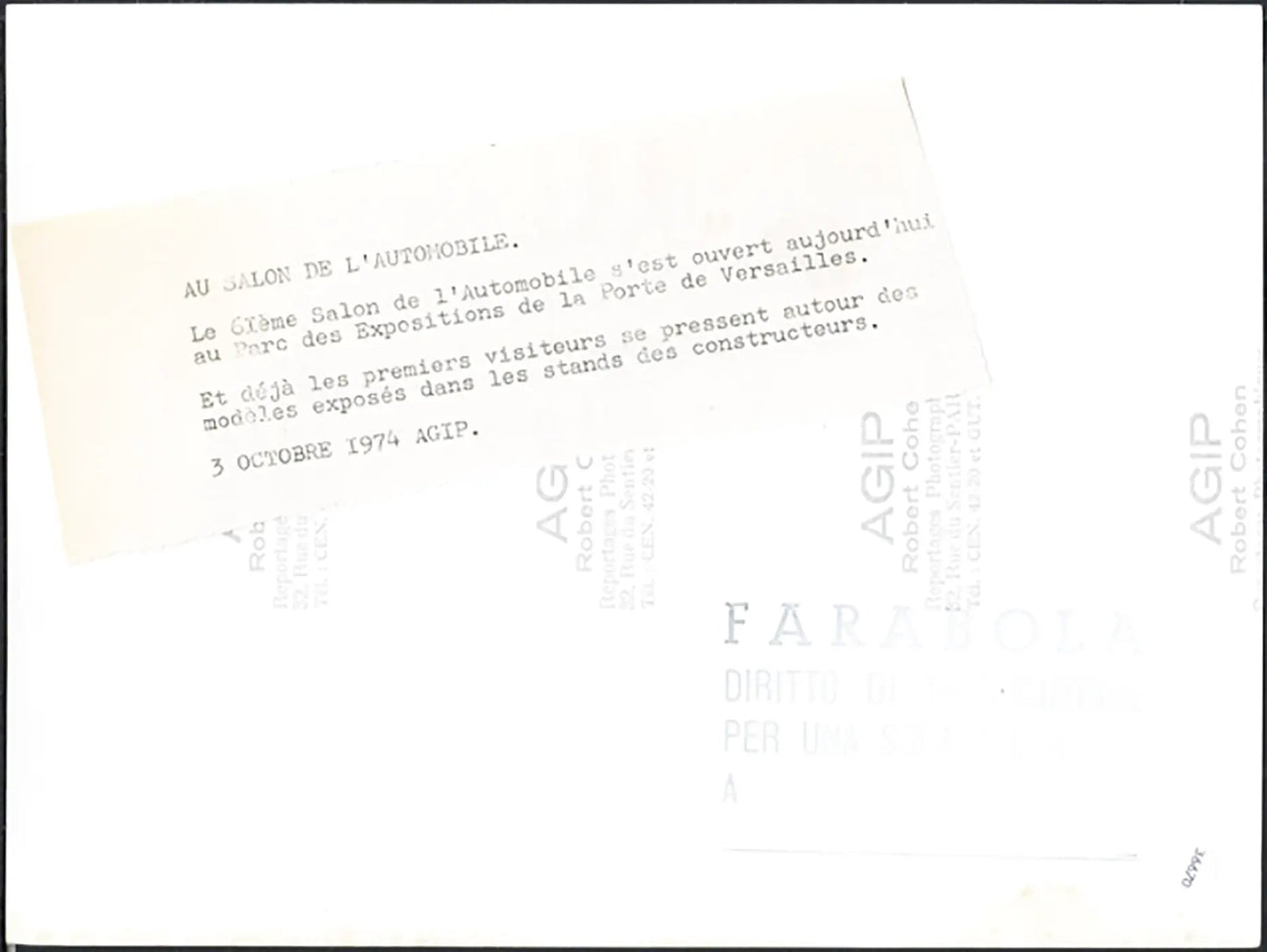 Veduta Salone Auto Parigi 1974 Ft 36670 - Stampa 24x18 cm - Farabola Stampa ai sali d'argento