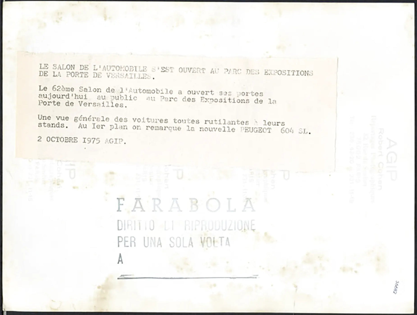 Veduta Salone Auto Parigi 1975 Ft 36682 - Stampa 24x18 cm - Farabola Stampa ai sali d'argento