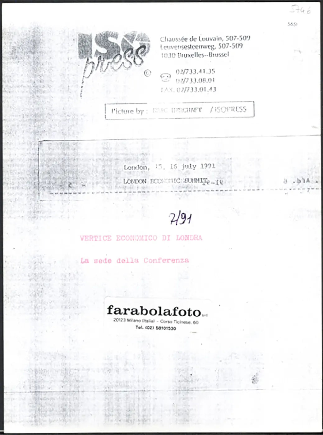 Vertice Economico di Londra 1991 Ft 5651 - Stampa 24x18 cm - Farabola Stampa ai sali d'argento