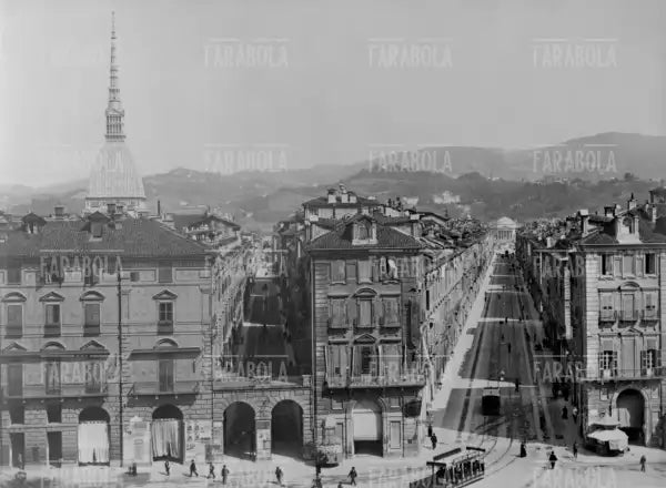 Via di Po e via della Zecca, Torino, primi del Novecento - Farabola Immagine digitale
