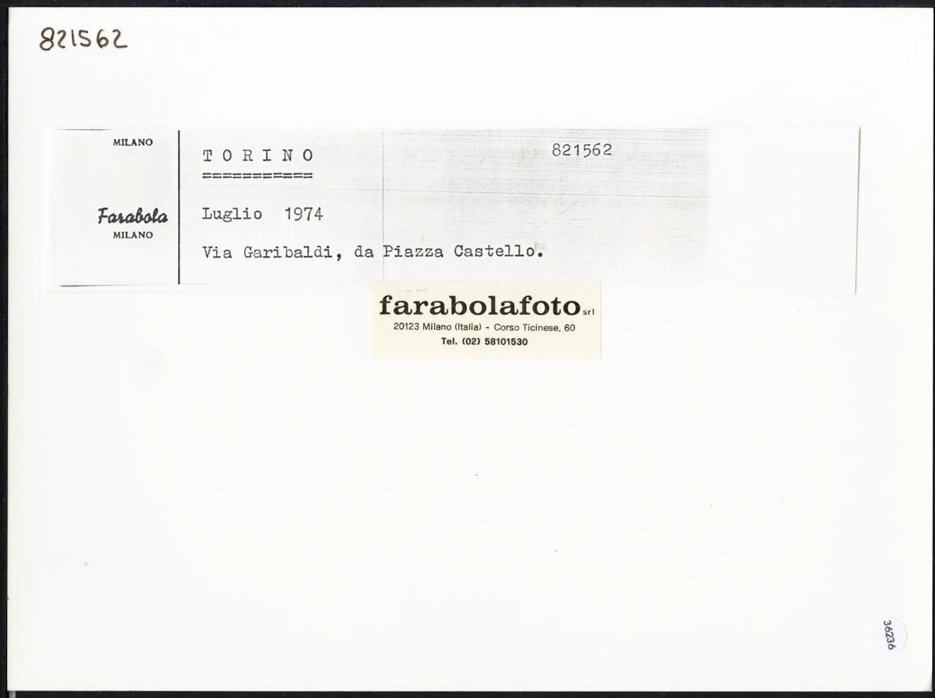 Via Garibaldi Torino 1974 Ft 36236 - Stampa 24x18 cm - Farabola Stampa ai sali d'argento (anni 90)