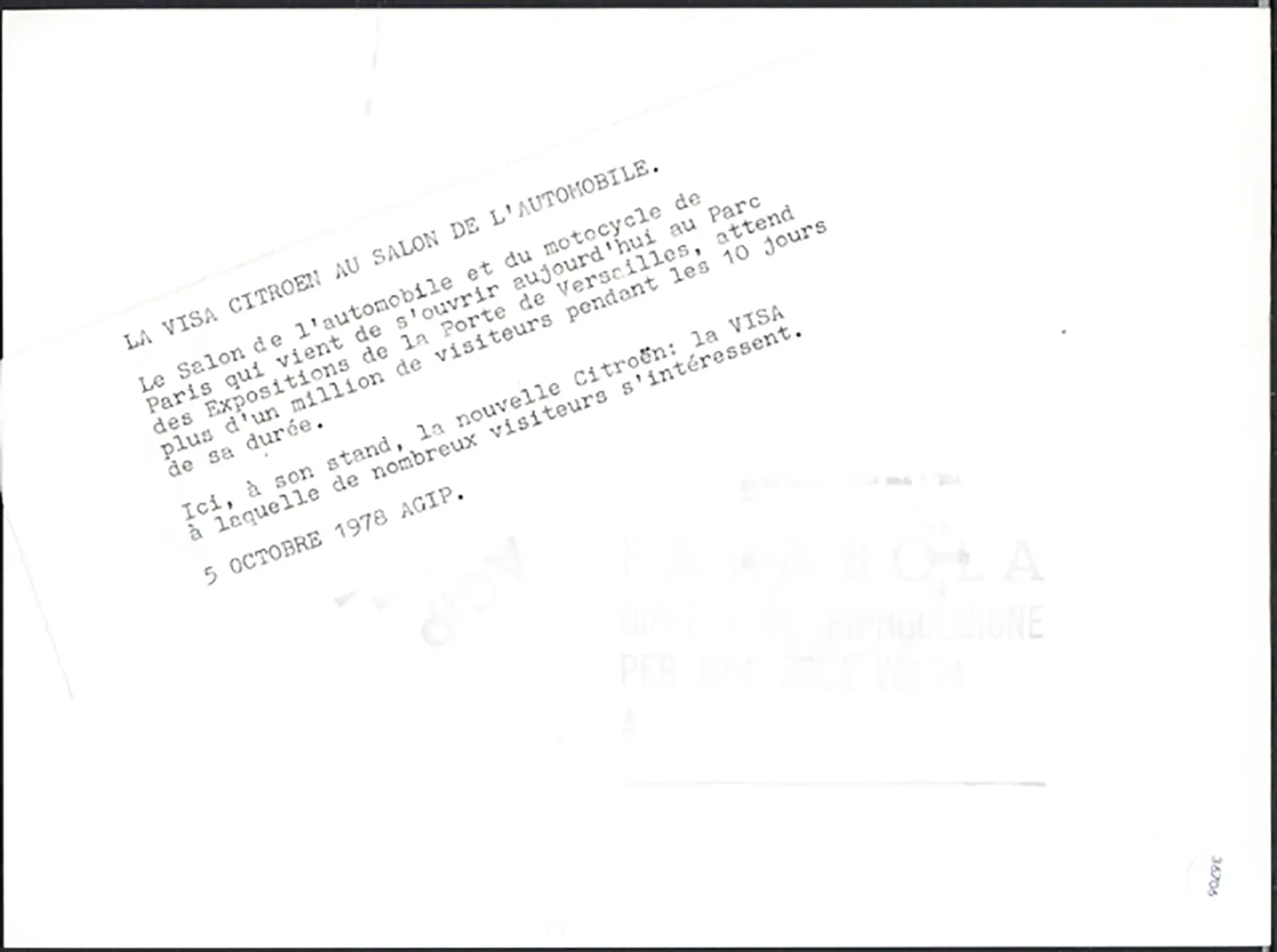 Visa Citroën Salone Auto Parigi 1978 Ft 36706 - Stampa 24x18 cm - Farabola Stampa ai sali d'argento