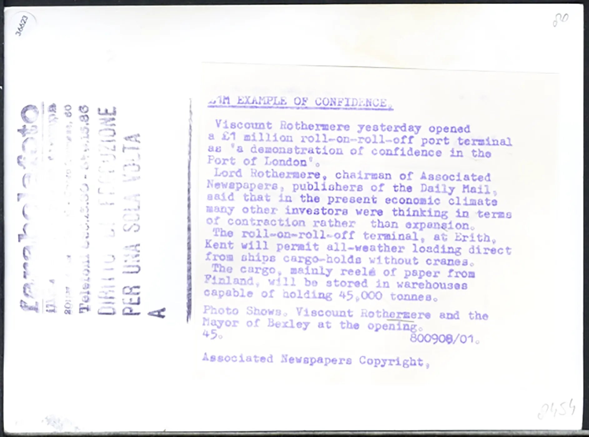 Visconte Rothermere 1980 Ft 36623 - Stampa 20x15 cm - Farabola Stampa ai sali d'argento