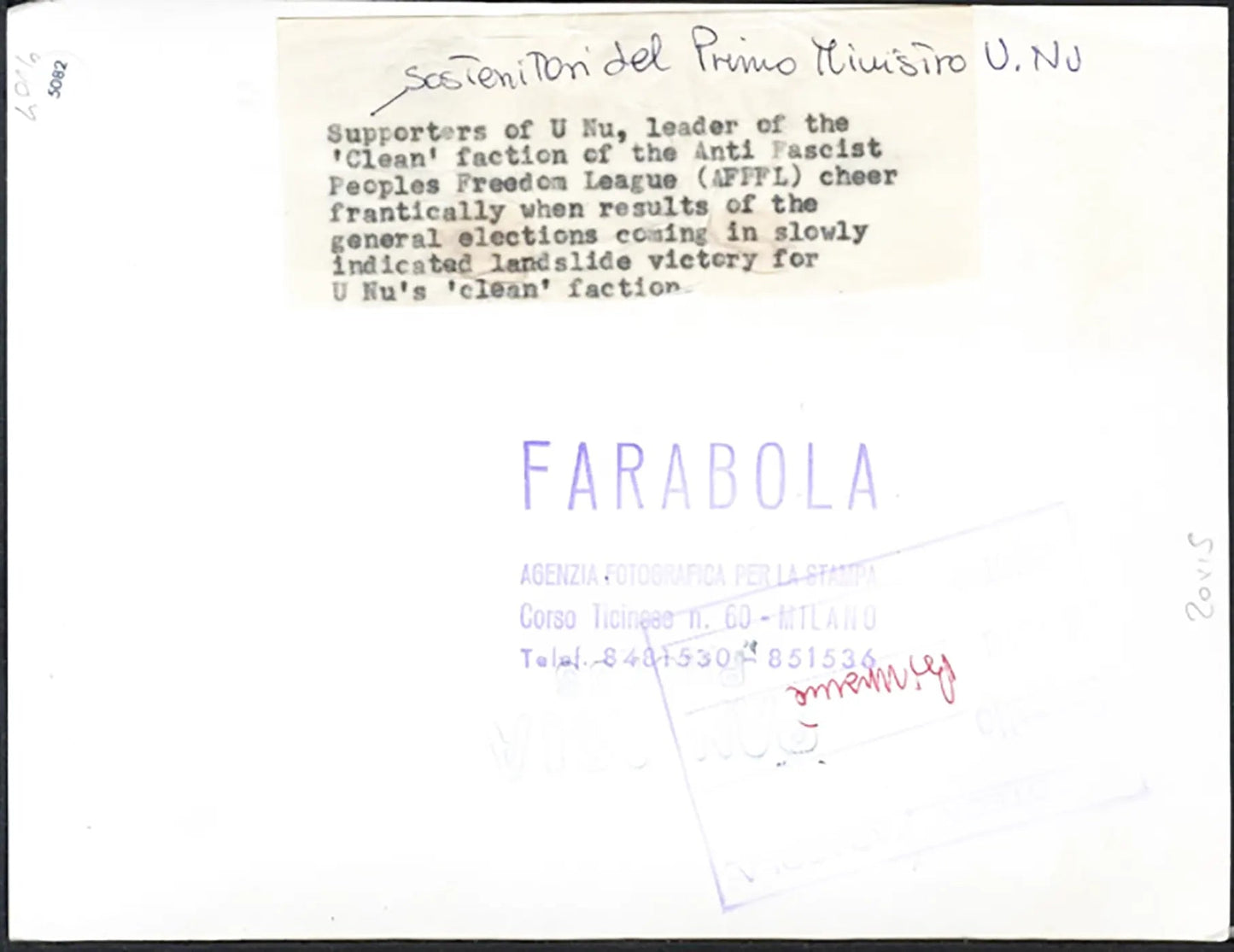 Vittoria di U Nu in Birmania 1960 Ft 5082 - Stampa 20x15 cm - Farabola Stampa ai sali d'argento