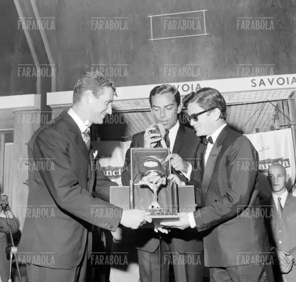Vittorio Vallarino Gancia, Daniele Piombi e Pier Paolo Pasolini, Oscar della Popolarità, 1966 - Farabola Immagine digitale