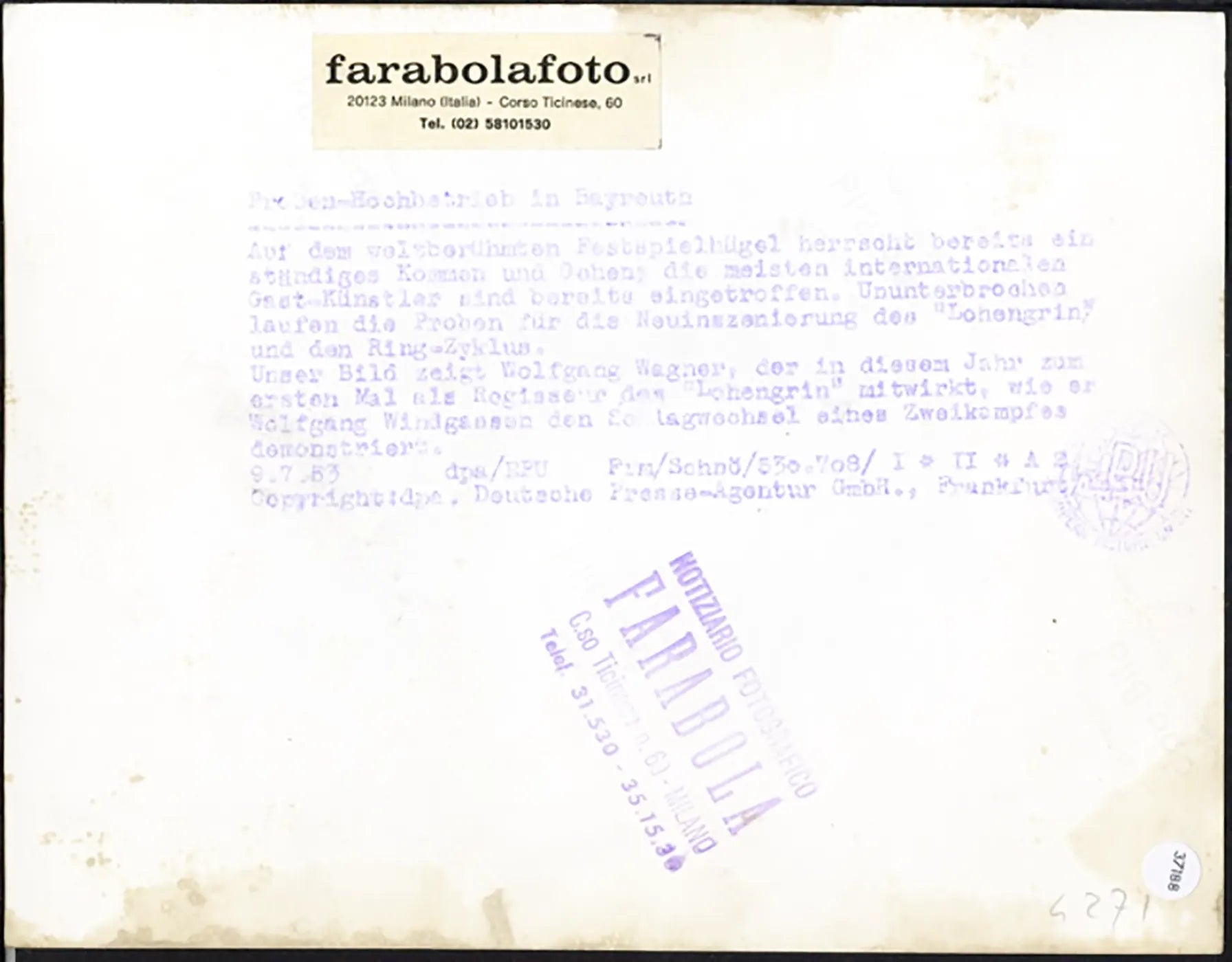 Wagner al Festival di Bayreuth 1953 Ft 37188 - Stampa 21x15 cm - Farabola Stampa ai sali d'argento