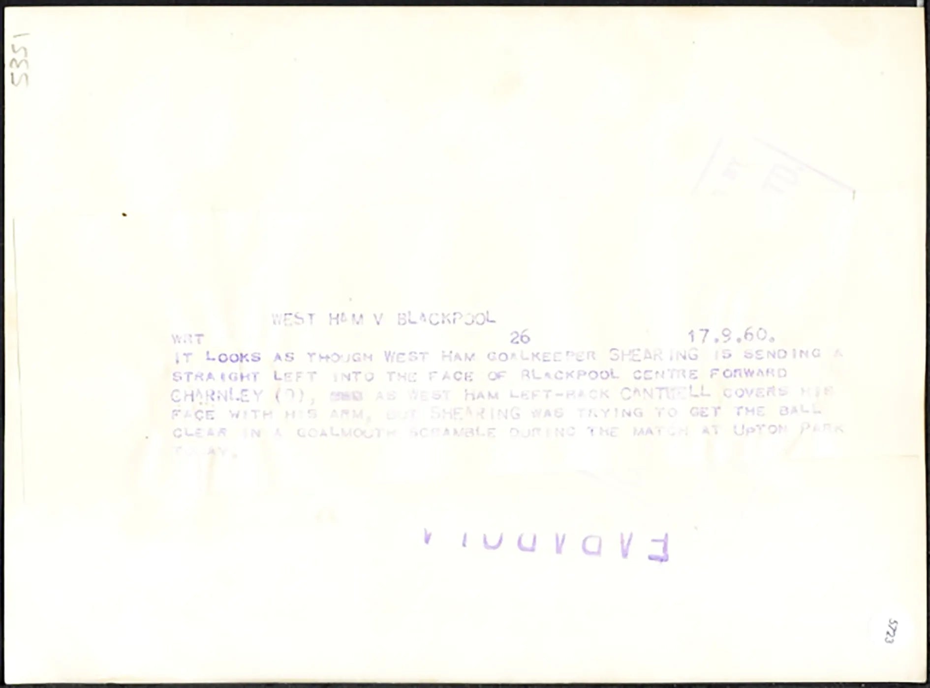 West Ham vs Blackpool 1960 Ft 5723 - Stampa 21x15 cm - Farabola Stampa ai sali d'argento
