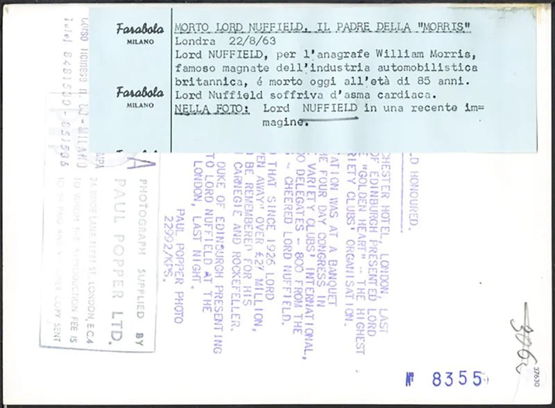 William Morris magnate delle auto 1963 Ft 37630 - Stampa 20x15 cm - Farabola Stampa ai sali d'argento