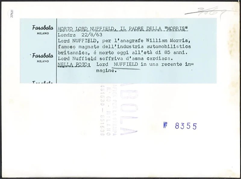 William Morris magnate delle auto 1963 Ft 37631 - Stampa 20x15 cm - Farabola Stampa ai sali d'argento