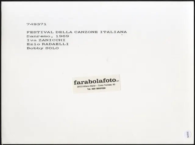 Zanicchi Radaelli Bobby Solo Sanremo 1969 Ft 35670 - Stampa 24x18 cm - Farabola Stampa ai sali d'argento (anni 90)