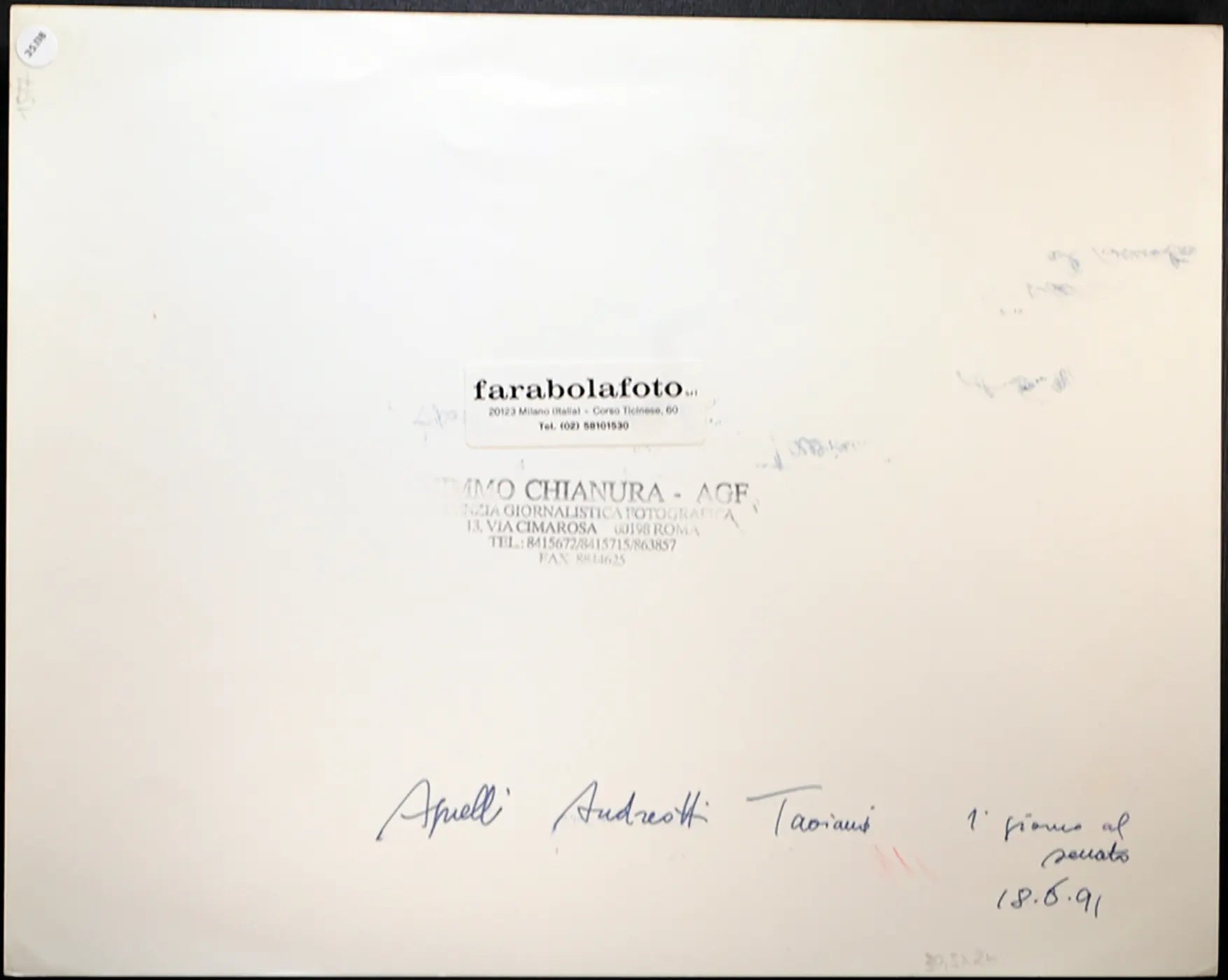 Agnelli Andreotti e Taviani 1991 Ft 35118 - Stampa 20x30 cm - Farabola Stampa ai sali d'argento