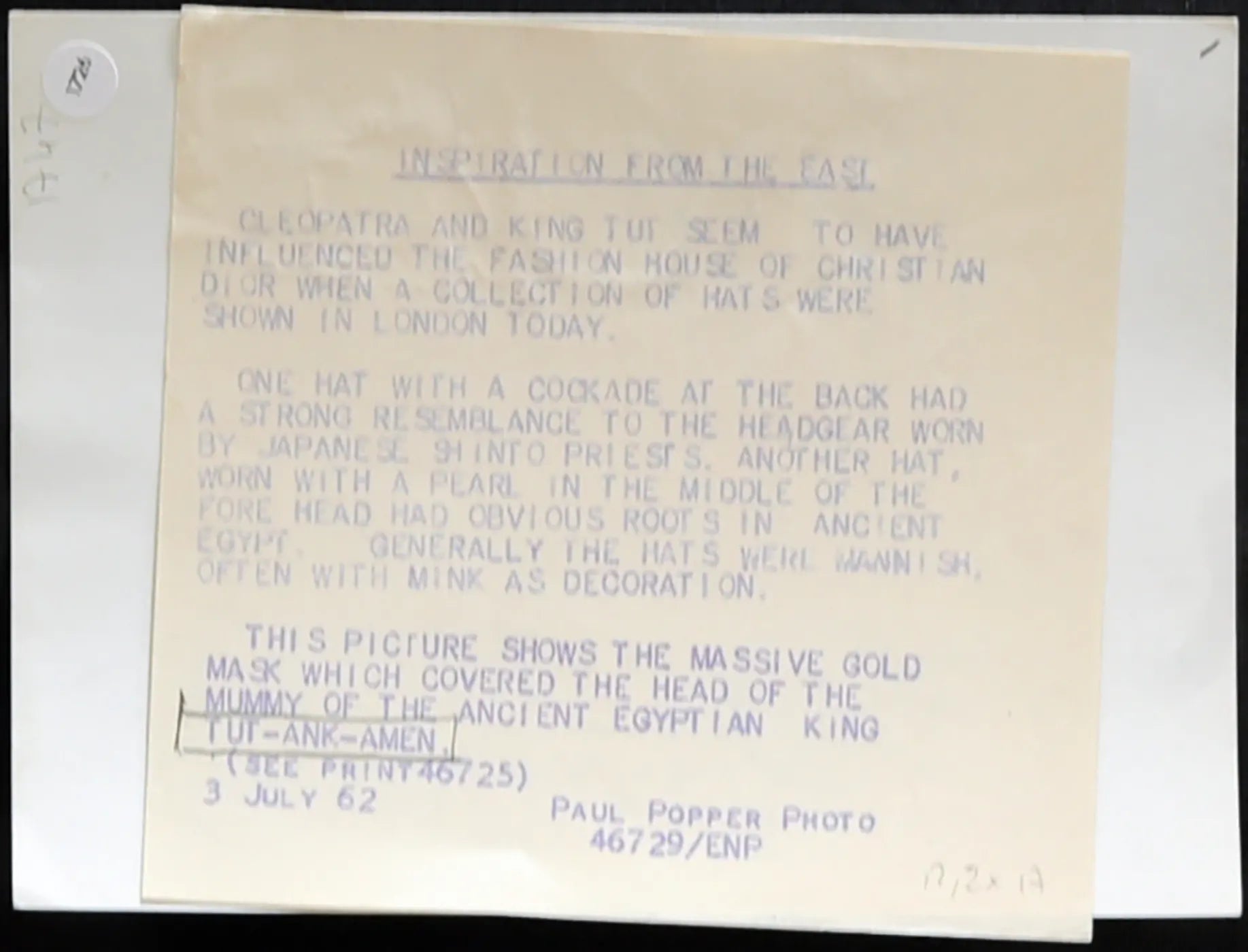 Antico Egitto Maschera Tuttankhamen 1962 Ft 1726 - Stampa 18x12 cm - Farabola Stampa ai sali d'argento