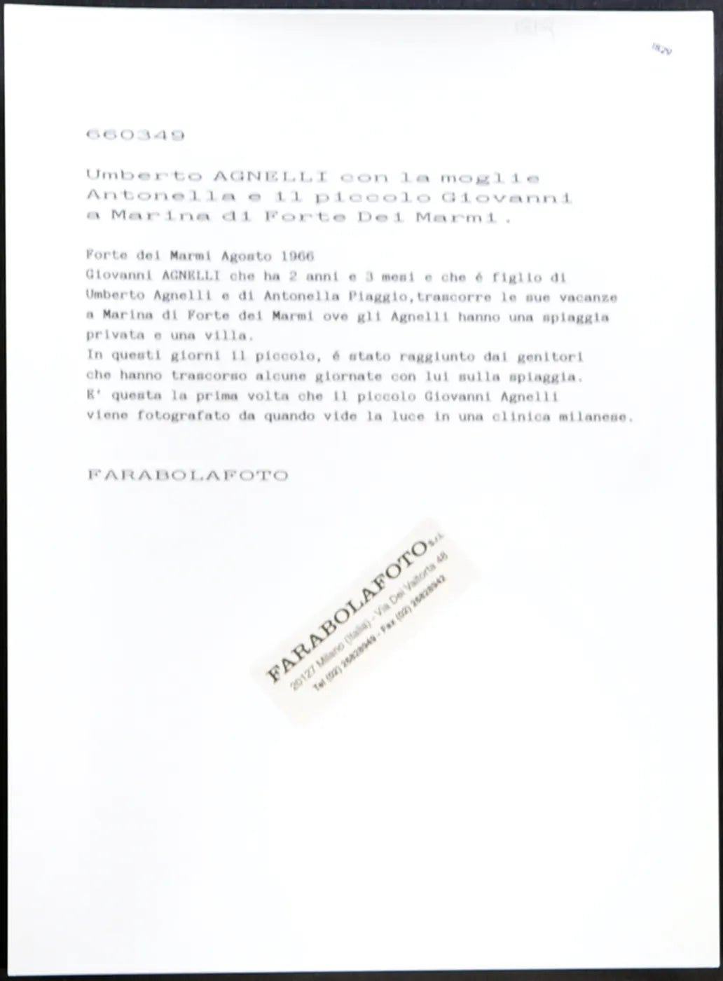 Antonella Piaggio e Giovanni Agnelli 1966 Ft 1829 - Stampa 24x18 cm - Farabola Stampa ai sali d'argento