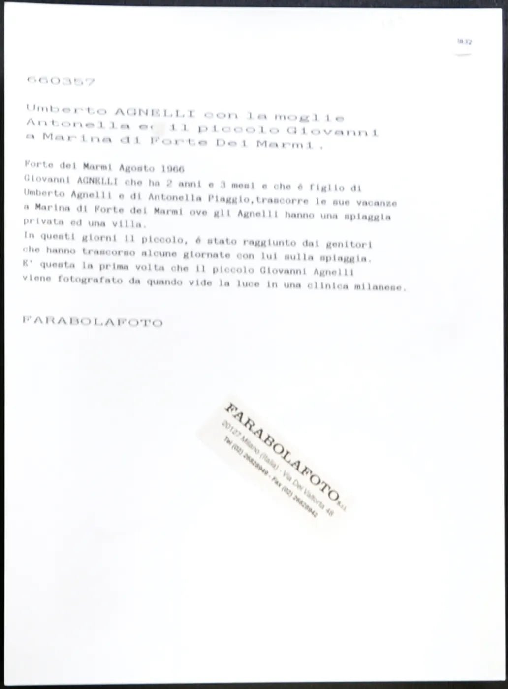 Antonella Piaggio e Giovanni Agnelli 1966 Ft 1832 - Stampa 24x18 cm - Farabola Stampa ai sali d'argento