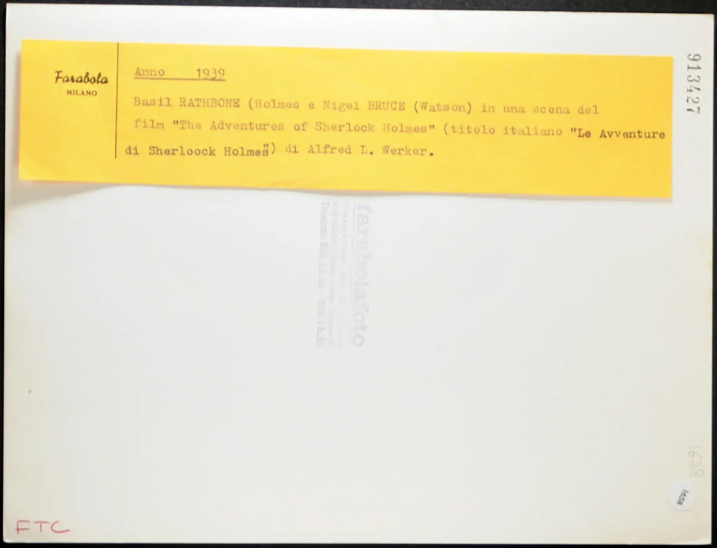 Basil Rathbone e Nigel Bruce 1939 Ft 1658 - Stampa 24x18 cm - Farabola Stampa ai sali d'argento