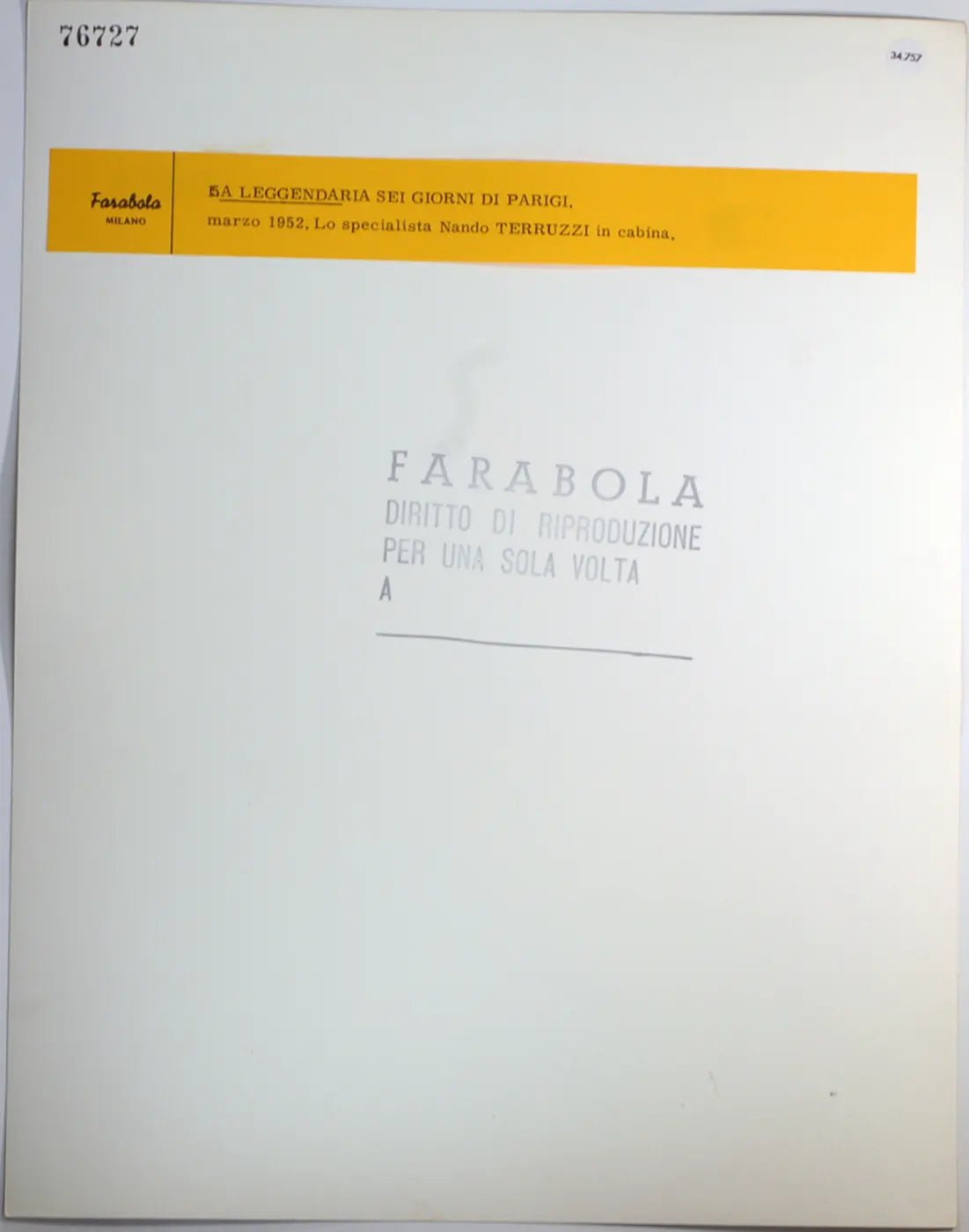 Sei giorni di Parigi 1952 Terluzzi Ft 34757 - Stampa 30x24 cm - Farabola Stampa ai sali d'argento