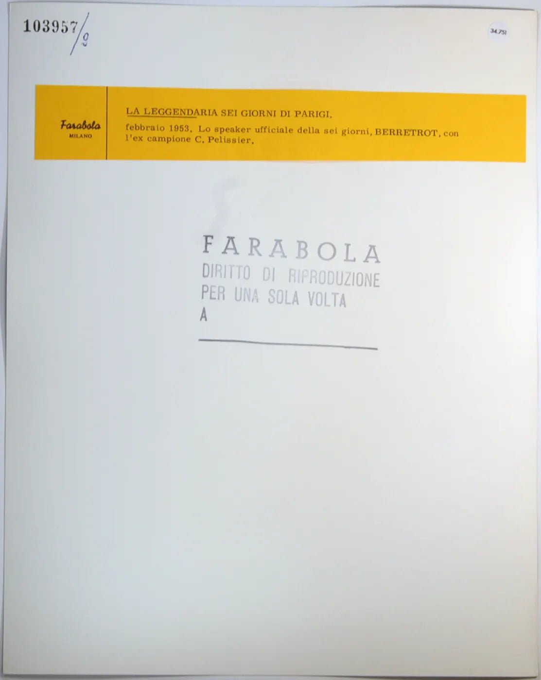 Sei giorni di Parigi 1953 Ft 34751 - Stampa 30x24 cm - Farabola Stampa ai sali d'argento