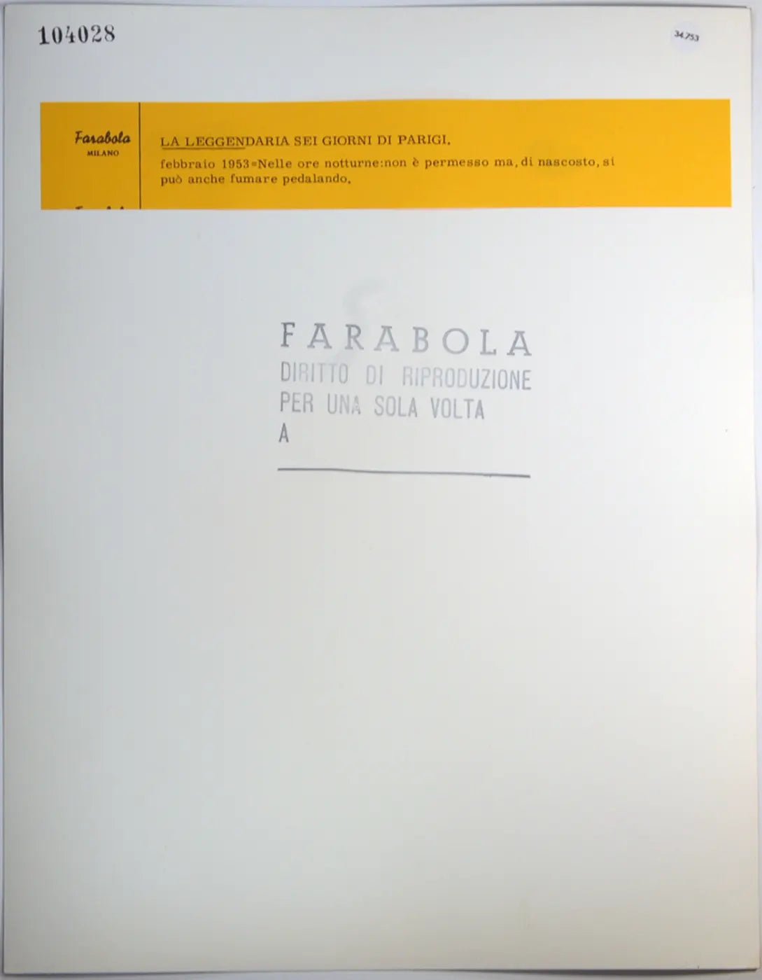 Sei giorni di Parigi 1953 Ft 34753 - Stampa 30x24 cm - Farabola Stampa ai sali d'argento