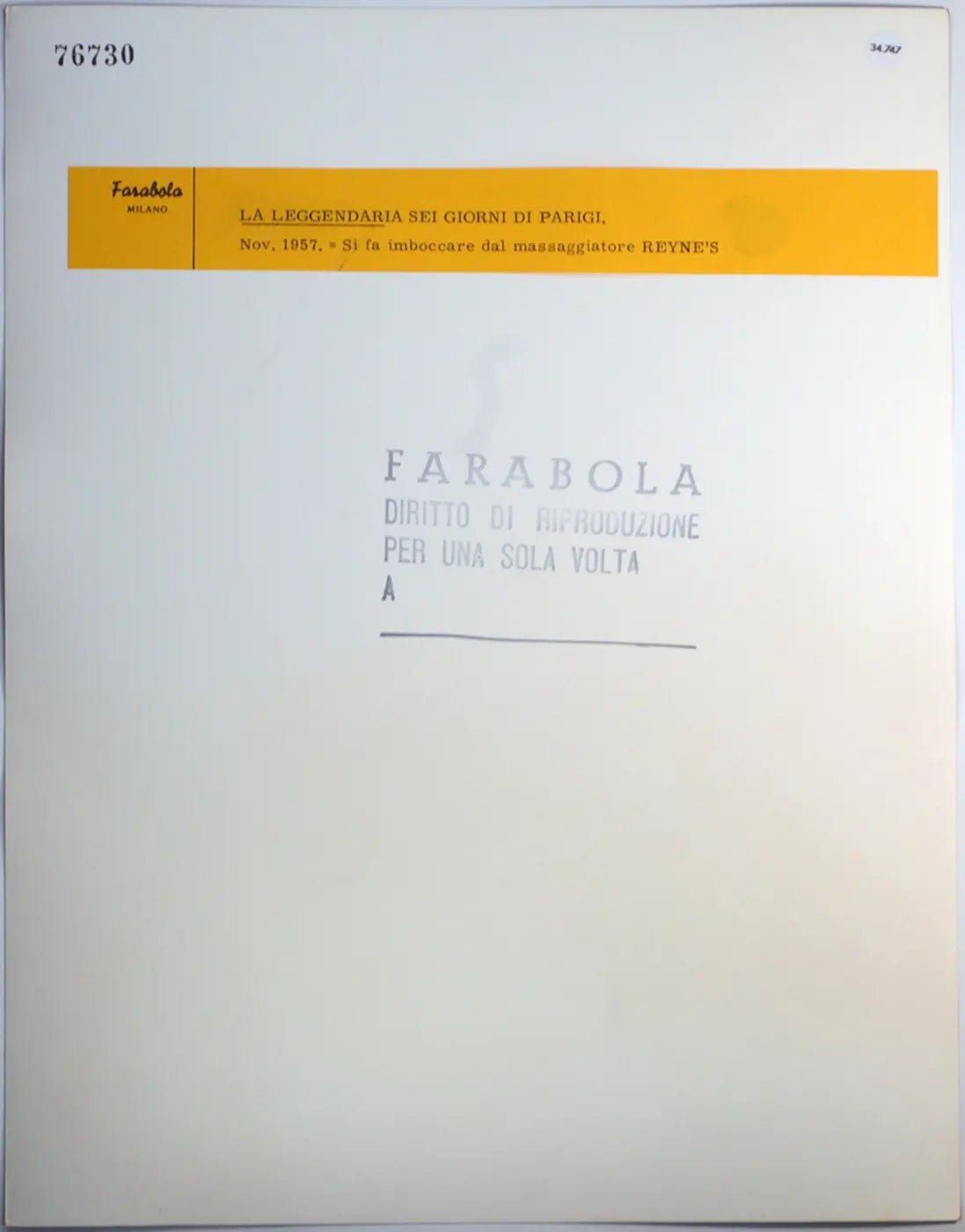 Sei giorni di Parigi Reyne's Ft 34747 - Stampa 30x24 cm - Farabola Stampa ai sali d'argento