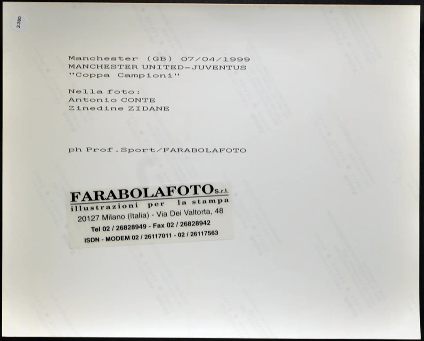 Coppa Campioni Conte e Zidane 1999 Ft 2380 - Stampa 20x25 cm - Farabola Stampa digitale