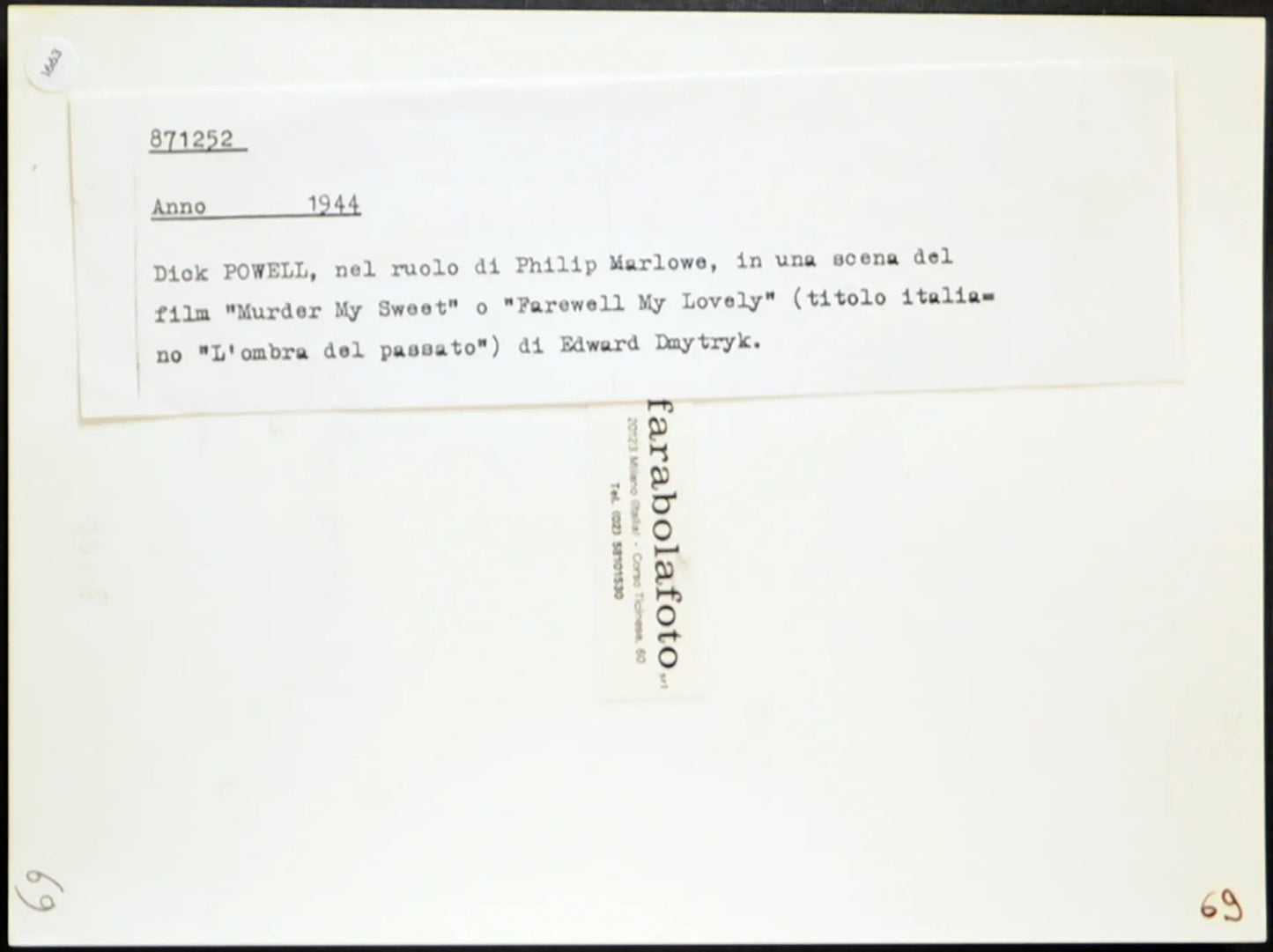 Dick Powell Film Philip Marlowe 1944 Ft 1663 - Stampa 24x18 cm - Farabola Stampa ai sali d'argento