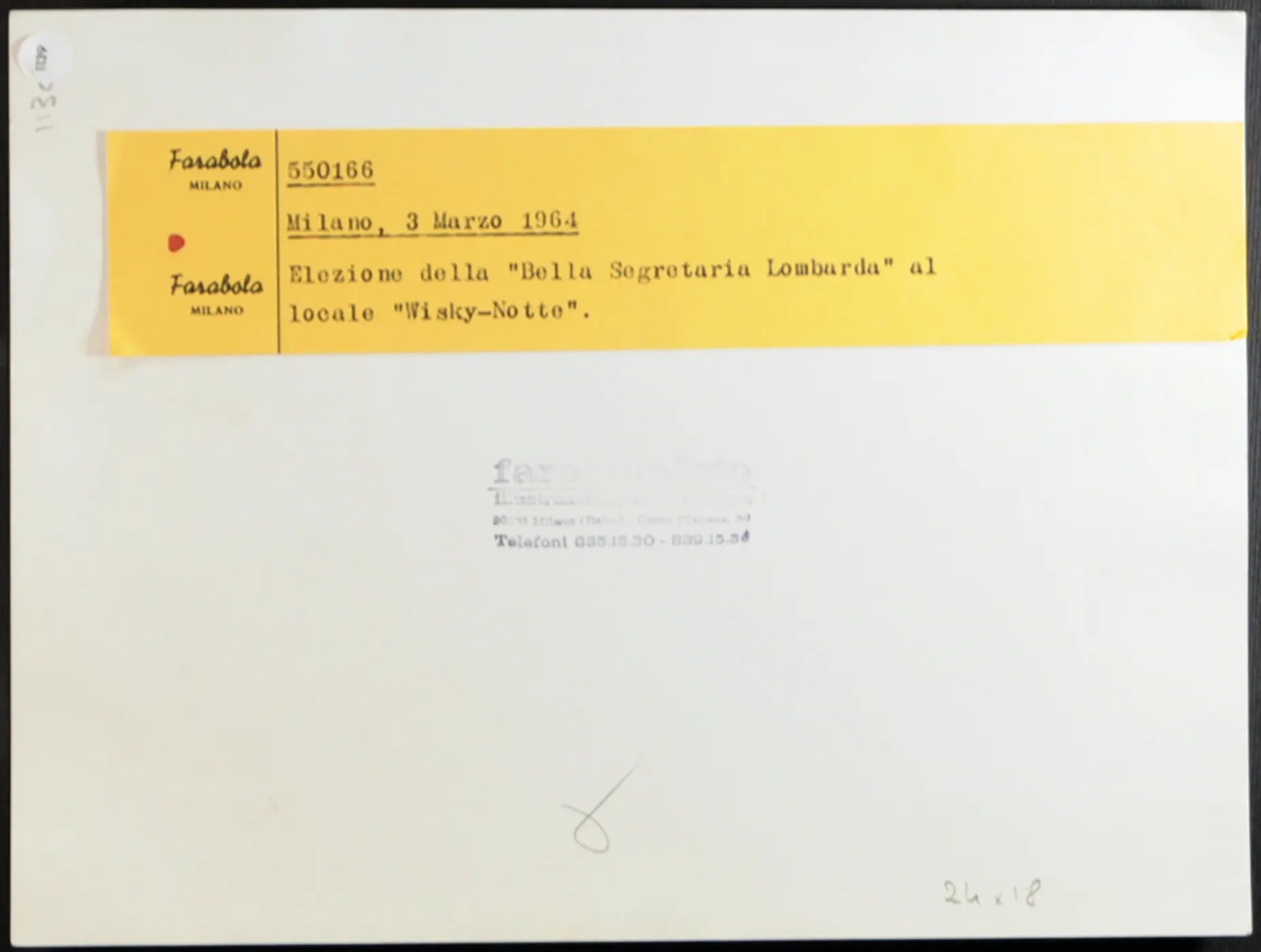 Elezione Bella Segretaria Lombarda 1964 Ft 1139 - Stampa 24x18 cm - Farabola Stampa ai sali d'argento