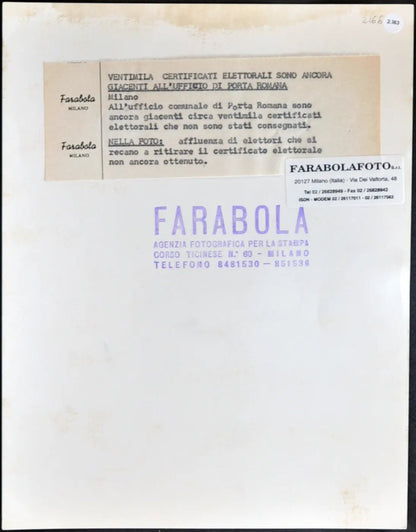 Elezioni 1963 Certificati elettorali Ft 2183 - Stampa 21x27 cm - Farabola Stampa ai sali d'argento