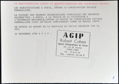 Francia Manifestazione sindacati 1990 Ft 1893 - Stampa 21x15 cm - Farabola Stampa ai sali d'argento