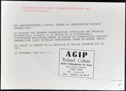 Francia Manifestazione sindacati 1990 Ft 1894 - Stampa 21x15 cm - Farabola Stampa ai sali d'argento