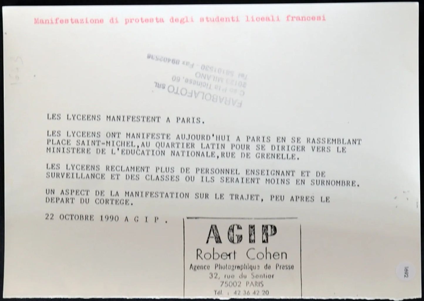 Francia Proteste studenti 1990 Ft 1692 - Stampa 21x15 cm - Farabola Stampa ai sali d'argento