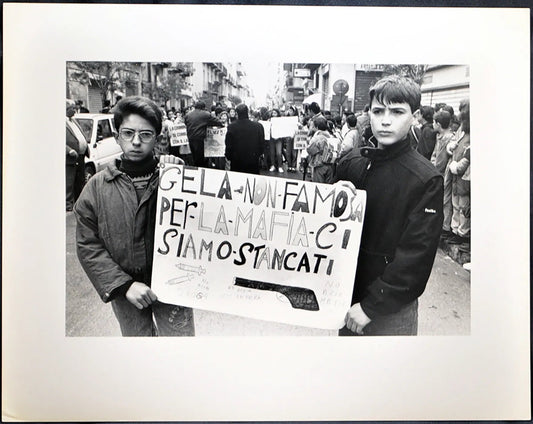 Gela Manifestazione anti-mafia 1990 Ft 2144 - Stampa 24x30 cm - Farabola Stampa ai sali d'argento