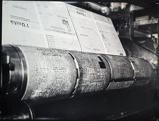 La rotativa del quotidiano L'Unità 1946 Ft 90 - Stampa 30x40 cm - Farabola Stampa ai sali d'argento