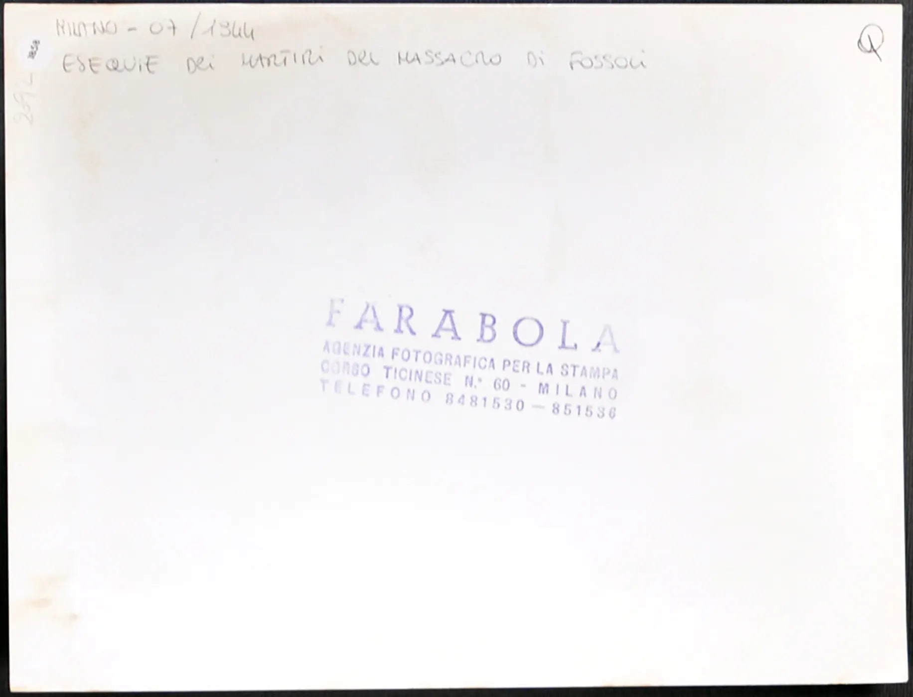 Massacro di Fossoli Esequie 1944 Ft 1858 - Stampa 24x18 cm - Farabola Stampa ai sali d'argento