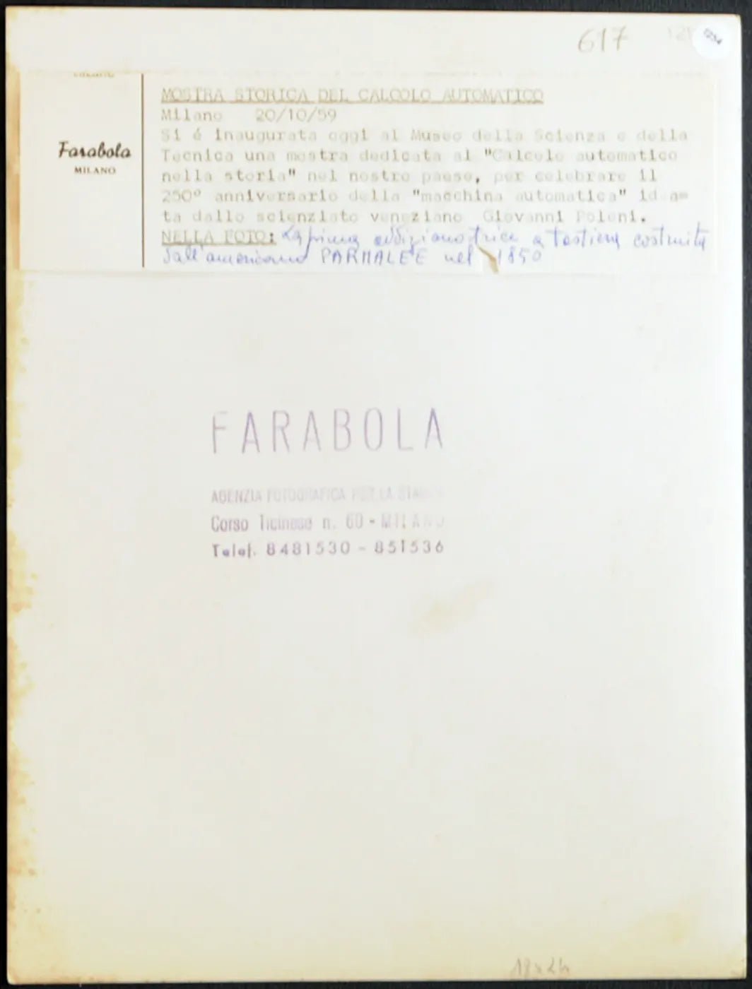 Matematica Calcolatore del 1950 Ft 1254 - Stampa 24x18 cm - Farabola Stampa ai sali d'argento