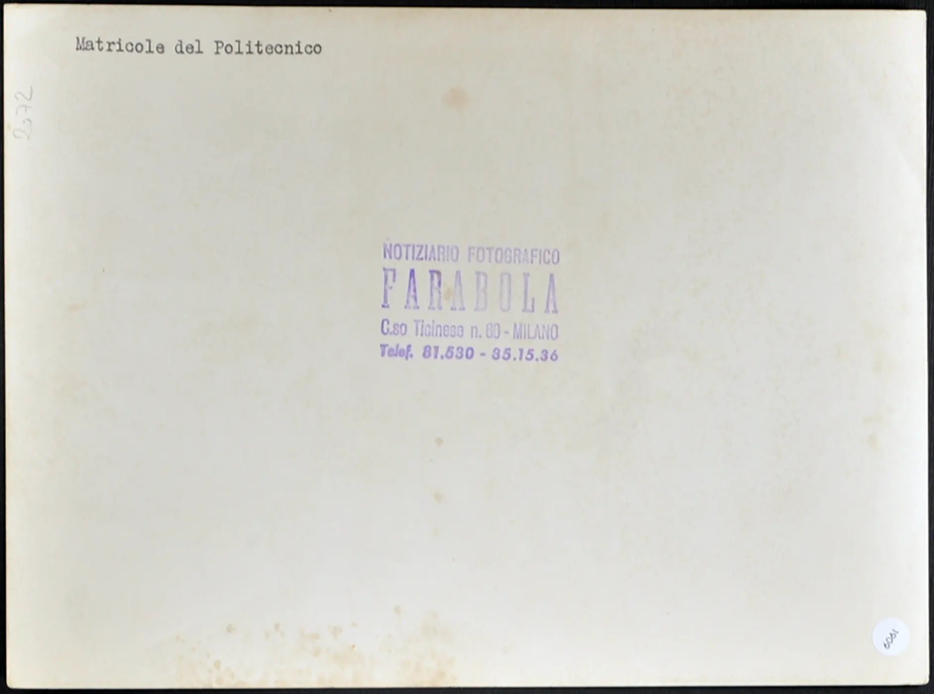 Matricole del Politecnico anni 60 Ft 1909 - Stampa 24x18 cm - Farabola Stampa ai sali d'argento