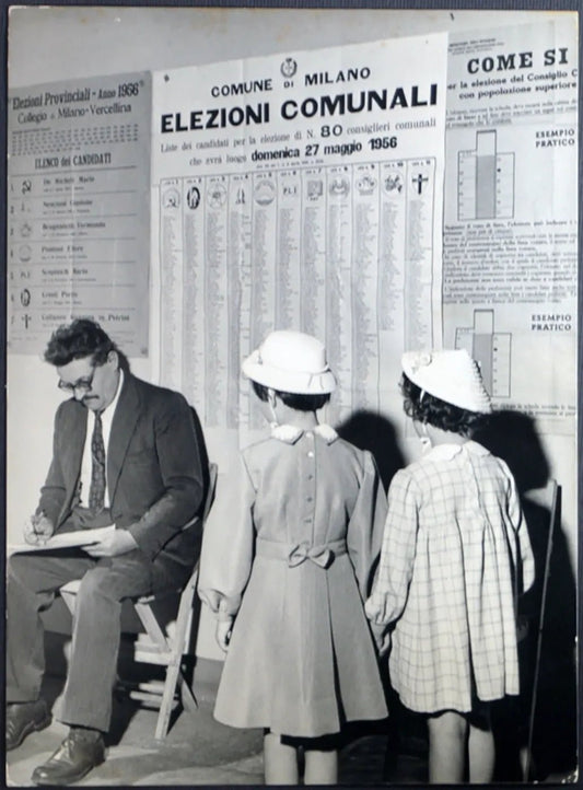 Elezioni Amministrative Milano 1956 Ft 1153 - Stampa 20x15 cm - Farabola Stampa ai sali d'argento