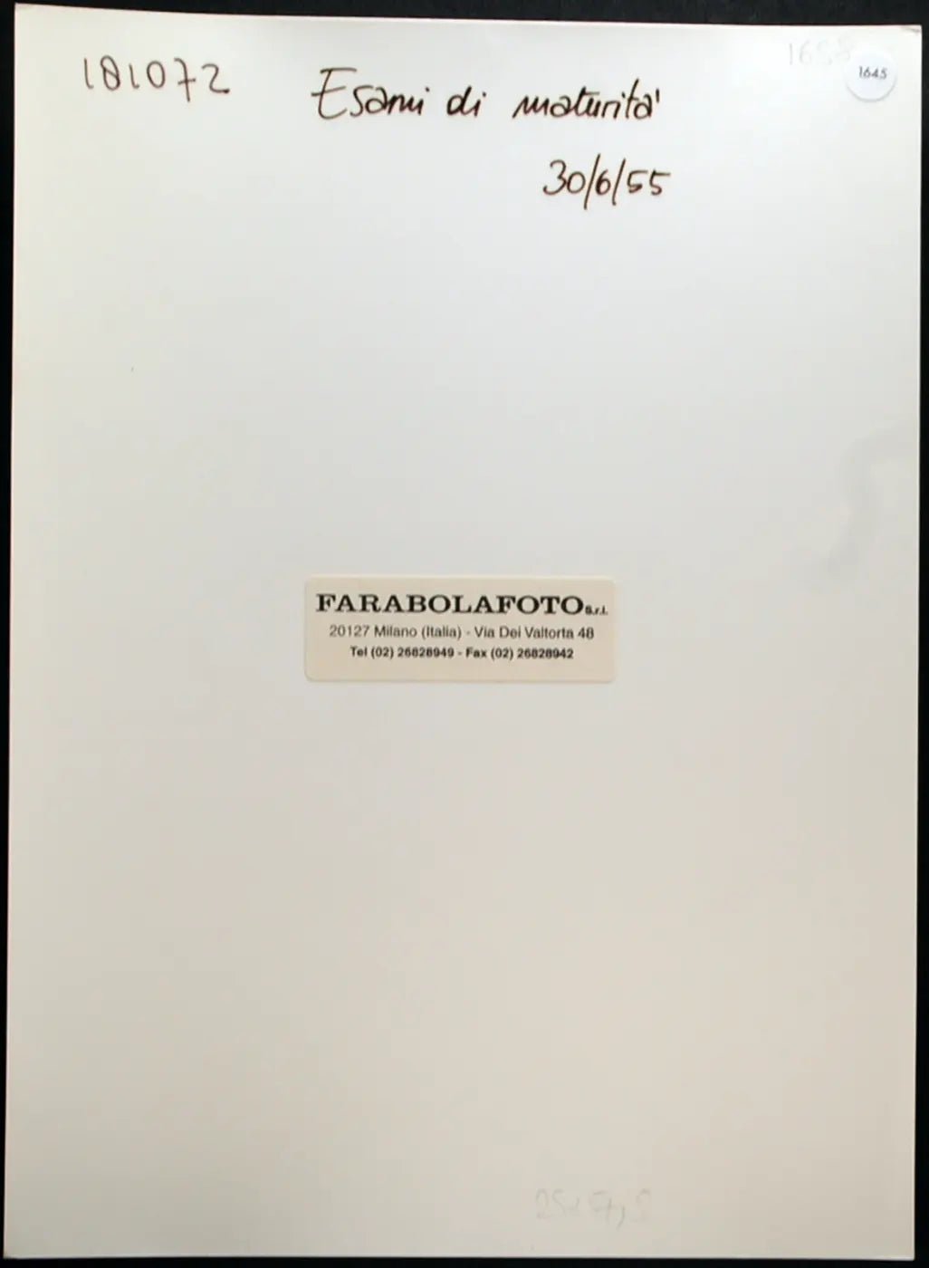 Esami di maturità Milano 1955 Ft 1645 - Stampa 24x18 cm - Farabola Stampa ai sali d'argento