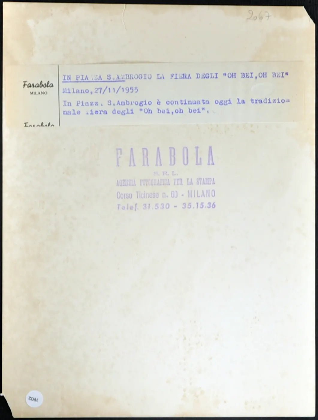 Fiera degli Oh bei, Oh bei! Milano 1955 Ft 1902 - Stampa 24x18 cm - Farabola Stampa ai sali d'argento