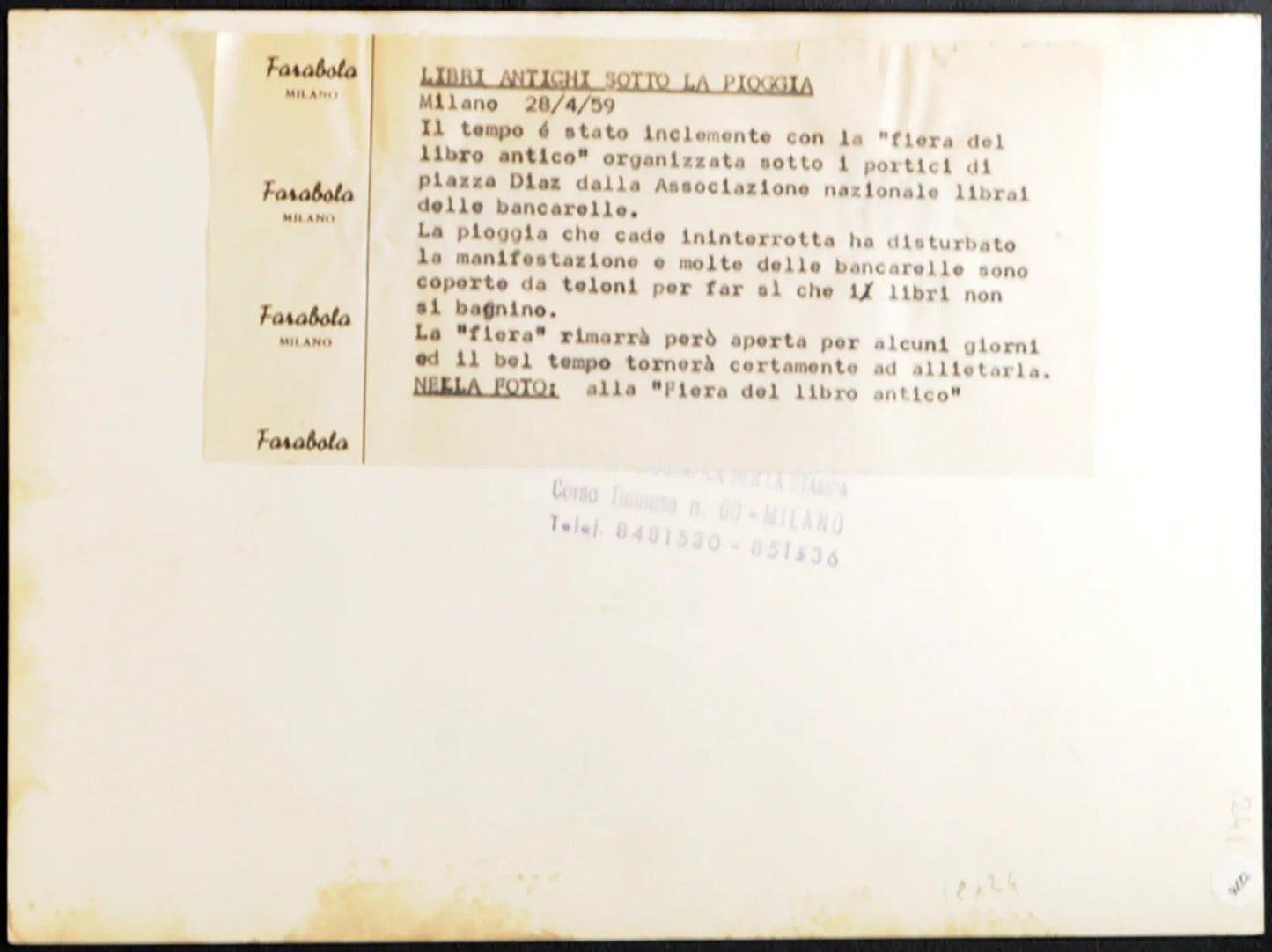 Fiera Libro Antico Milano 1959 Ft 1276 - Stampa 24x18 cm - Farabola Stampa ai sali d'argento