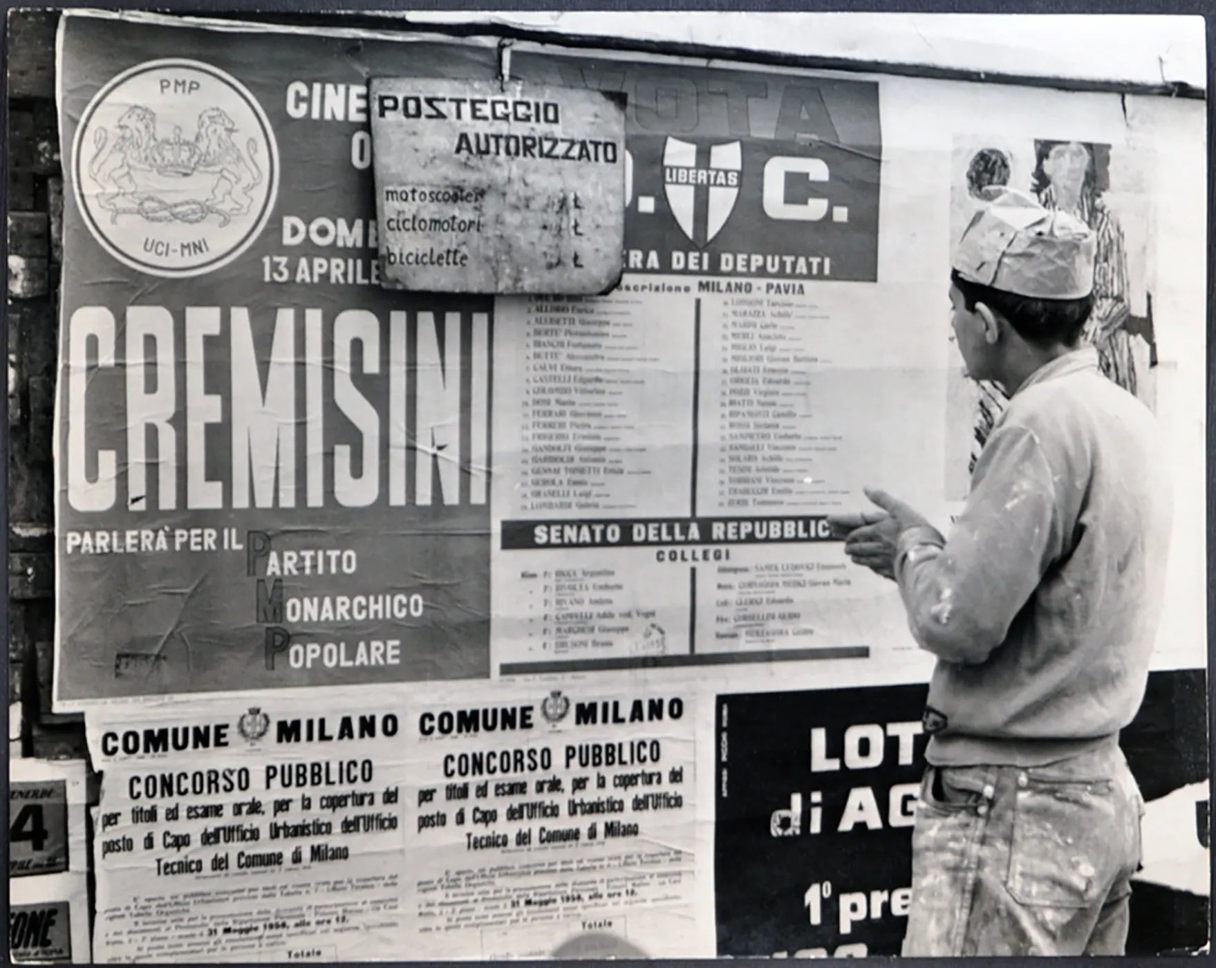 Milano Manifesti elettorali 1958 Ft 1996 - Stampa 21x27 cm - Farabola Stampa ai sali d'argento