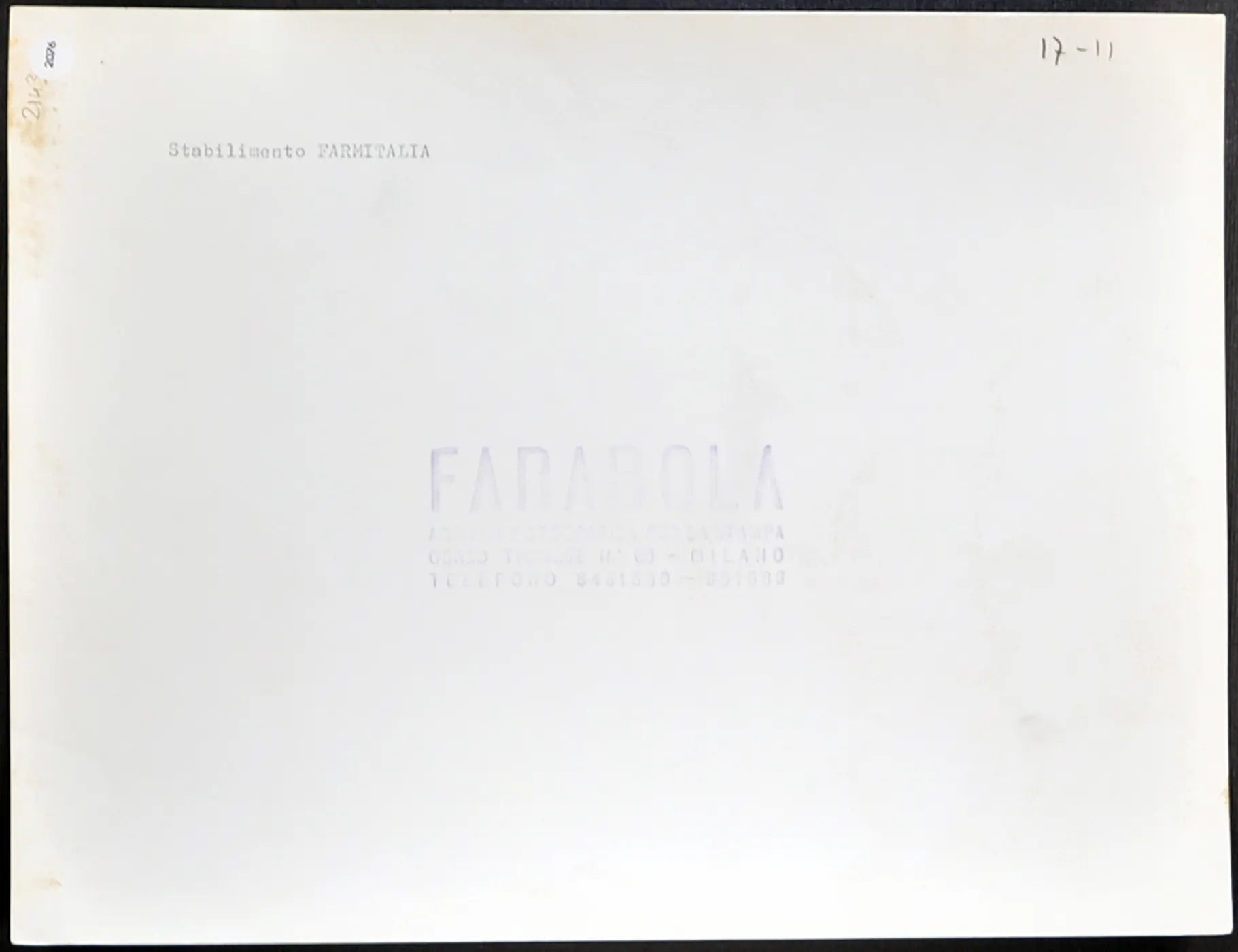 Stabilimento Farmitalia Milano anni 60 Ft 2076 - Stampa 21x27 cm - Farabola Stampa ai sali d'argento