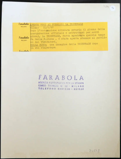 Triennale di Arte Milano 1968 Ft 1116 - Stampa 21x27 cm - Farabola Stampa ai sali d'argento