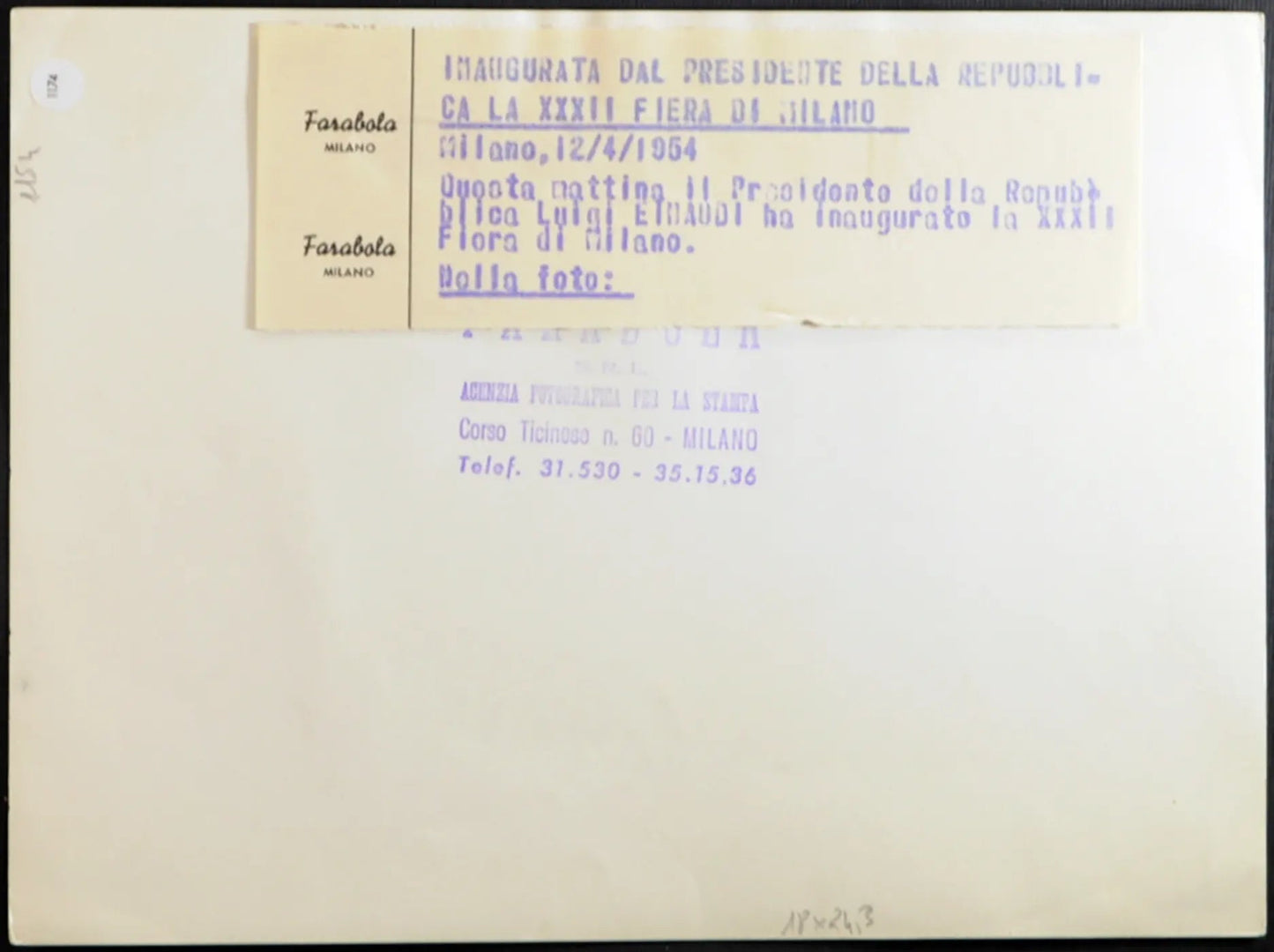 XXXII Fiera Milano 1954 Ft 1174 - Stampa 24x18 cm - Farabola Stampa ai sali d'argento